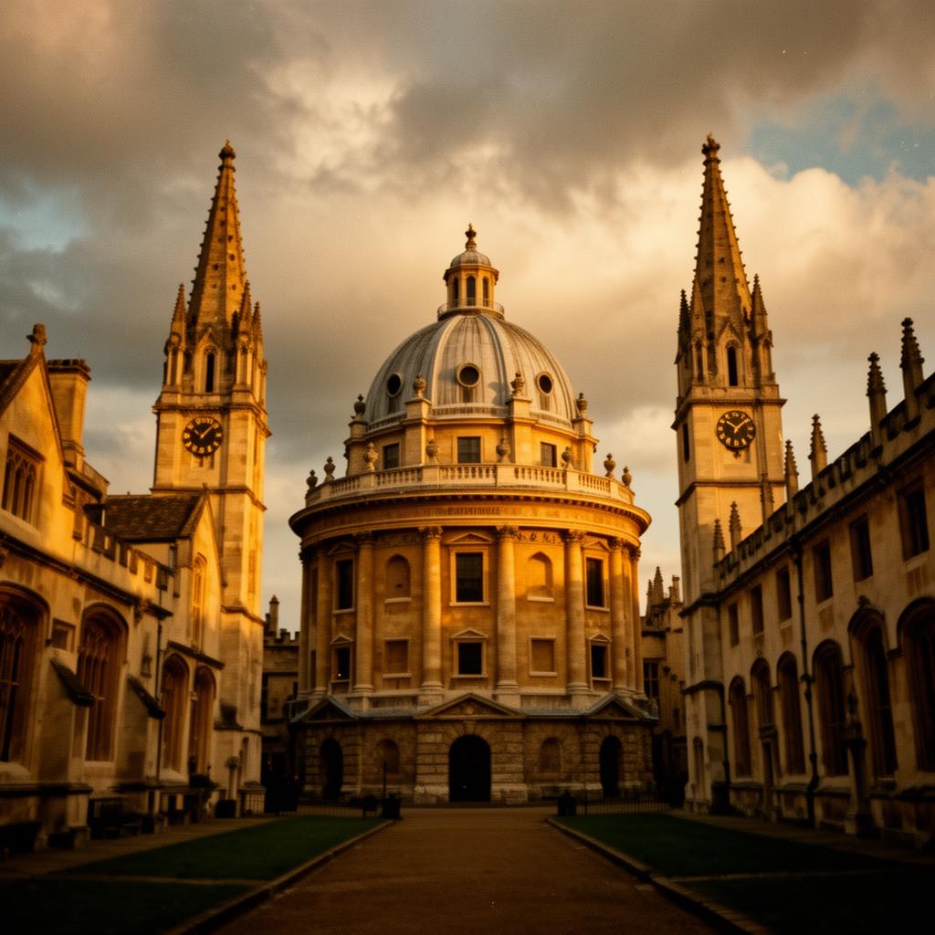 Oxford university spires at golden hour